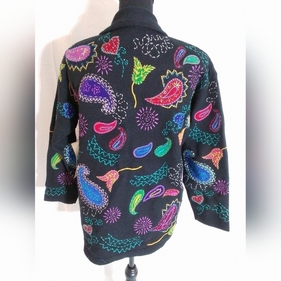 NWT Design Options Philip & Jane Gordon PAISLEY Cardigan WOOL Sweater Womens SM - Picture 3 of 6